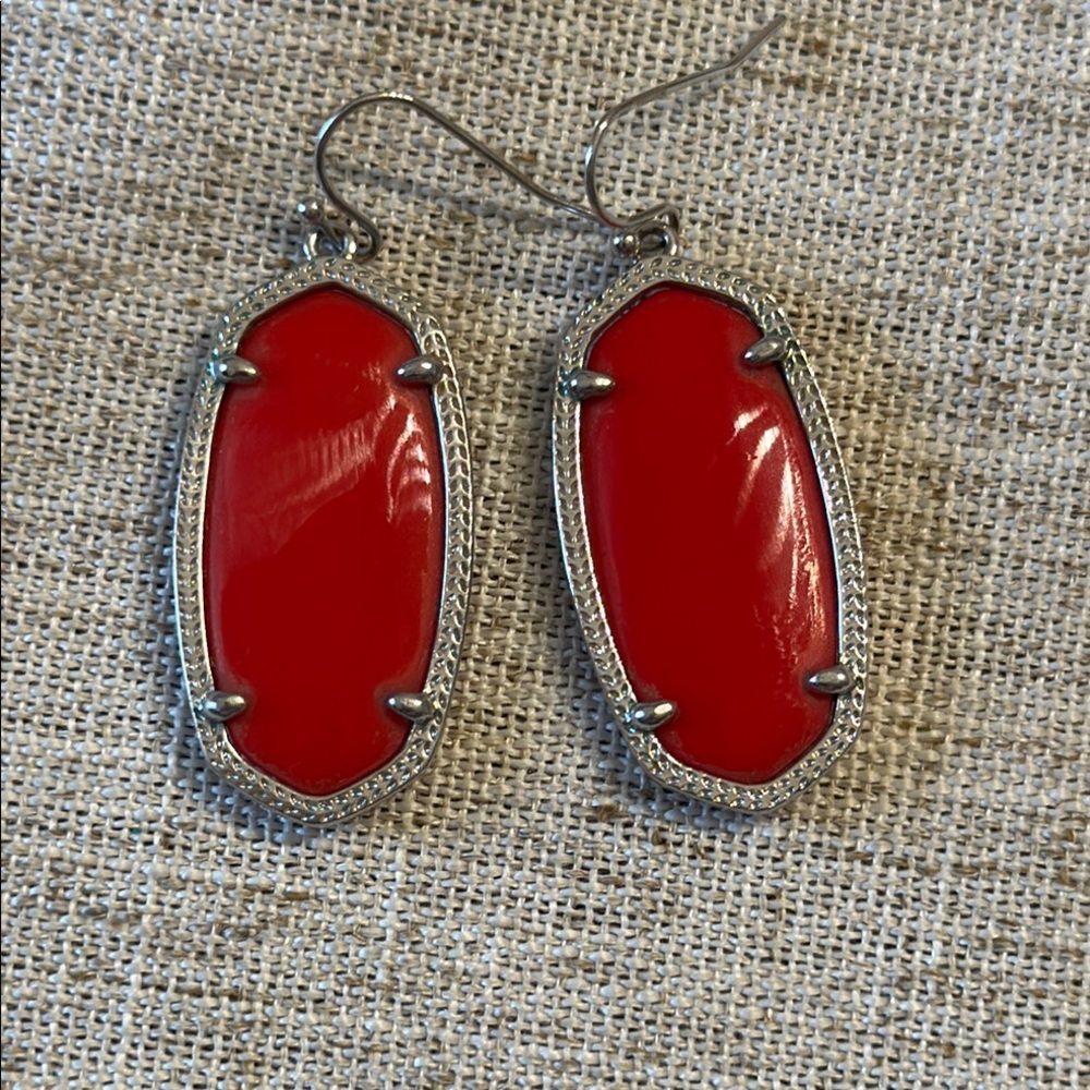 Kendra Scott Elle red & silver drop earrings